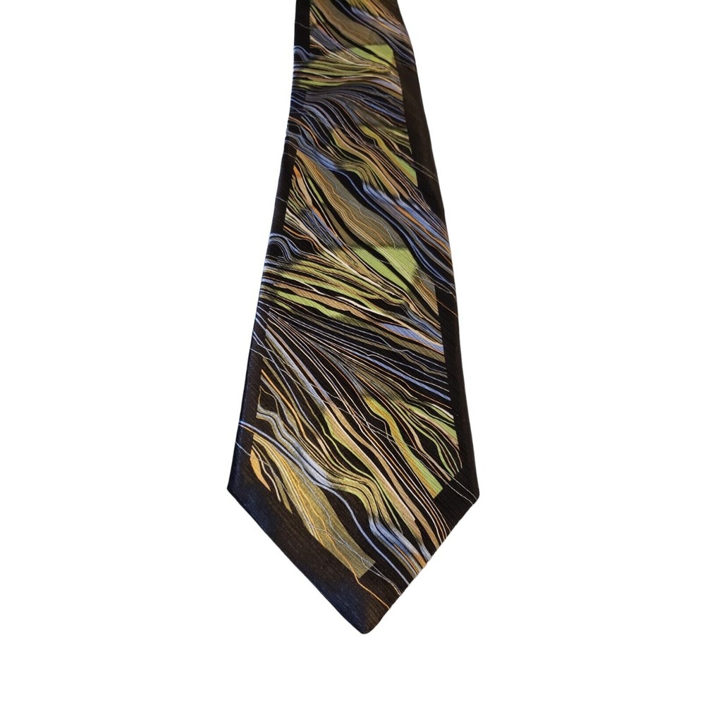 Arrow 100%‎ Silk Tie Black Green Abstract Two Toned Necktie USA Designer Luxury